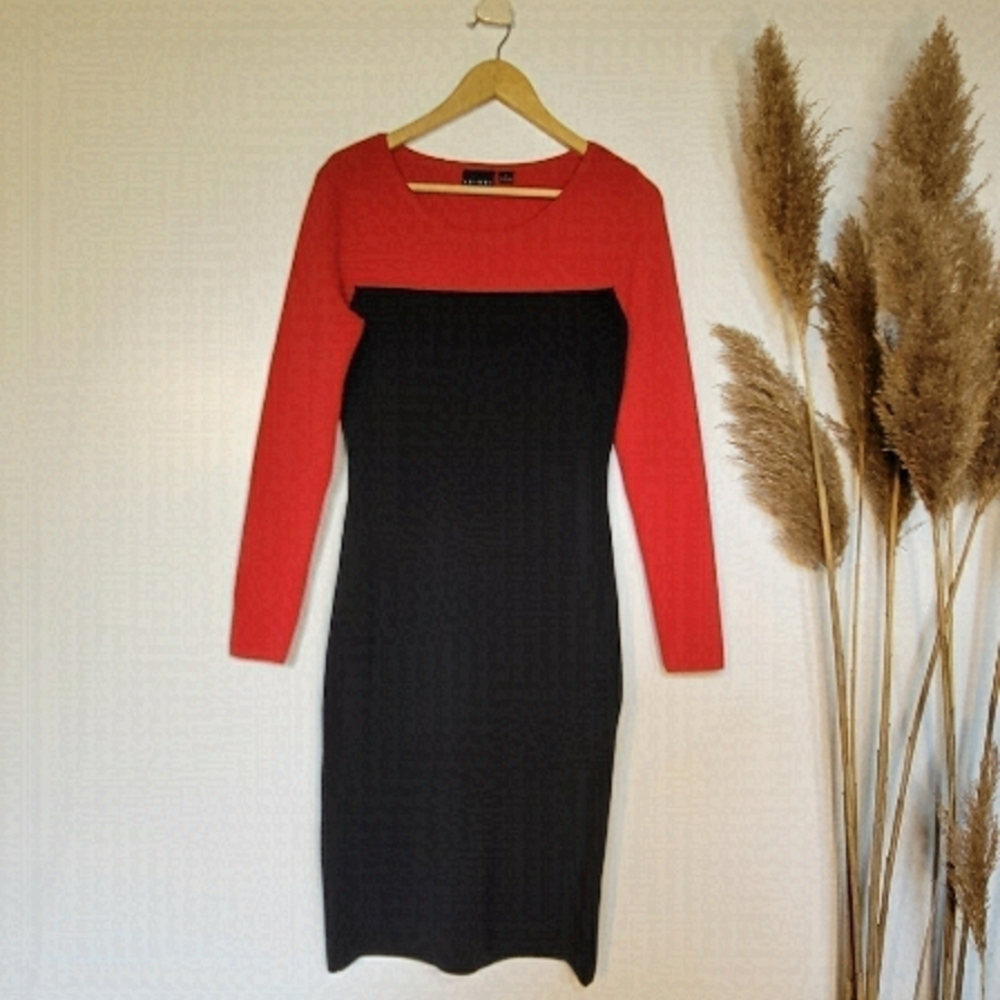 RED and Black Tribal long-sleeved dress. Size Small